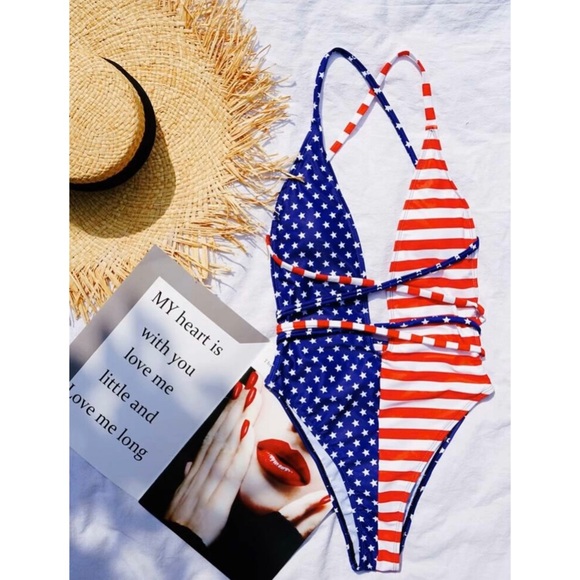 LAST 1! 5🌟SELLER American Flag One-Piece Swimsuit - Picture 2 of 5